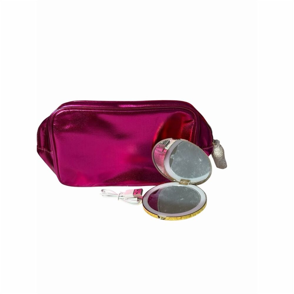 Ipsy Metallic Makeup Bag with LED Compact Mirror - Picture 2 of 11